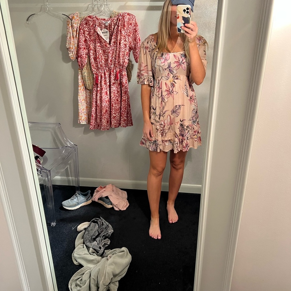 Pink Floral Mini Dress